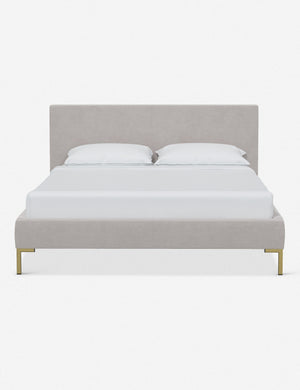 Deva Mineral Velvet platform bed with gold legs