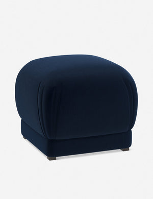 Angled view of the Bailee Navy Velvet ottoman