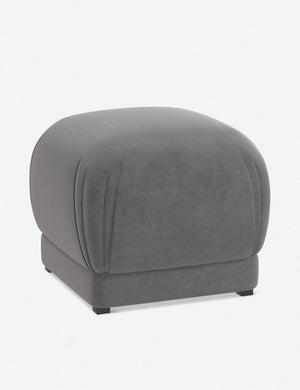 Angled view of the Bailee Steel Velvet ottoman