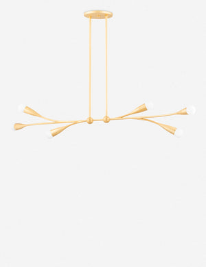 Elsa fifty inch brass linear chandelier.