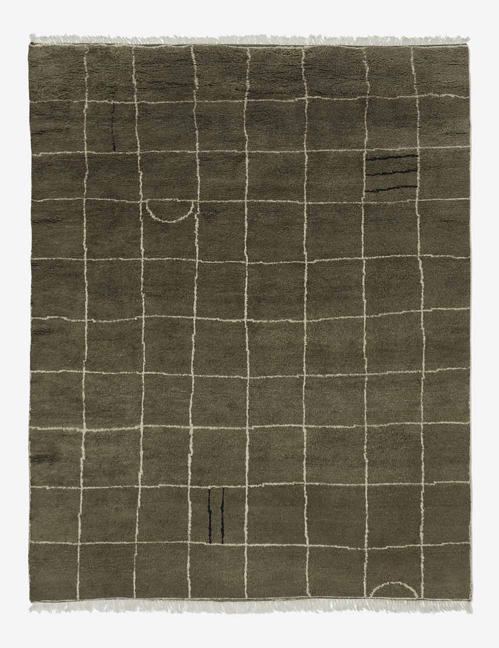 color::khaki #size::6--x-9- #size::8--x-10- #size::9--x-12- #size::10--x-14- #size::12--x-15- | Khaki green Irregular Grid Rug by Sarah Sherman Samuel