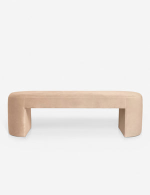 Mikhail light pink velvet foam-padded bench.