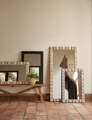 All three colors of the Sorenson oak framed mirror.