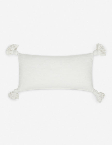 #color::white #size::12--x-24- | Sami white lumbar pillow with pom poms