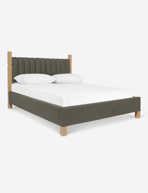 Angled view of the Ambleside Loden Gray linen bed