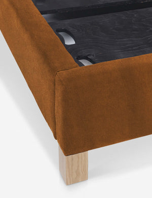 Corner and inside of the Ambleside Cognac Velvet bed