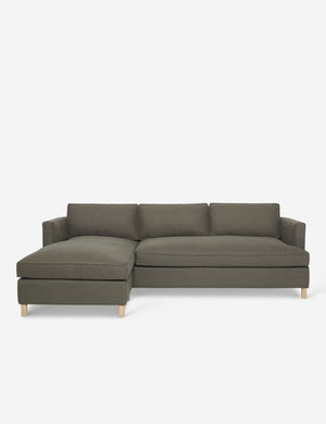 Belmont Goldenrod Velvet left-facing sectional sofa by Ginny Macdonald with a curved back and oversized cushions