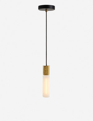 Basalt slender hexagonal single pendant light by tala with brass hardware