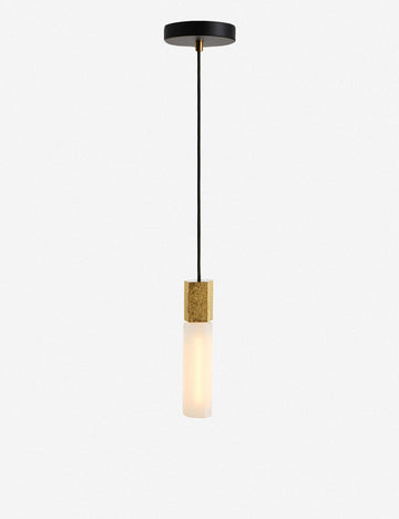 #color::brass | Basalt slender hexagonal single pendant light by tala with brass hardware