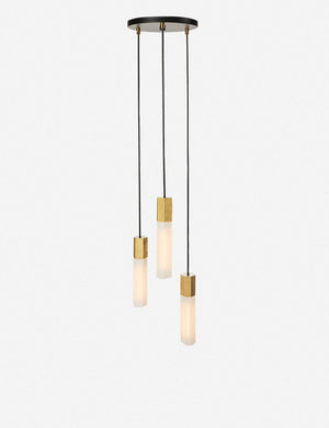 Basalt slender hexagonal 3-light pendant light by tala with brass hardware