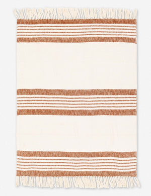 Elulia woven two-tone cognac throw with fringed ends