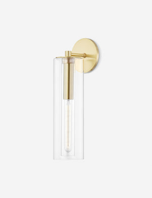 Alejandro tubular antique brass sconce