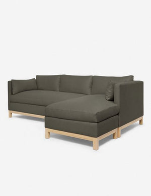 Right angled view of the Hollingworth Loden Gray Velvet sectional sofa