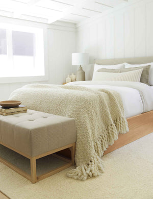 Laurel Stonewashed Linen Lumbar Pillow by Pom Pom at Home : Blush