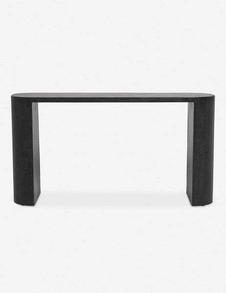 #color::black | Luna black mango wood oval console table.