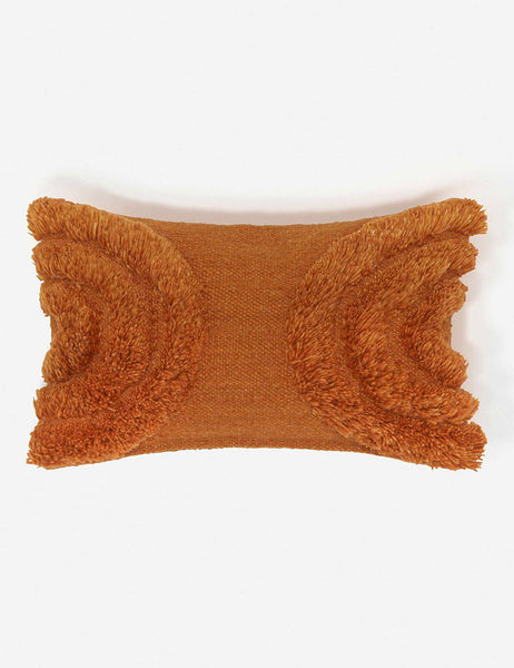 #color::rust #size::lumbar | Arches rust orange high-low textured plush lumbar pillow by Sarah Sherman Samuel