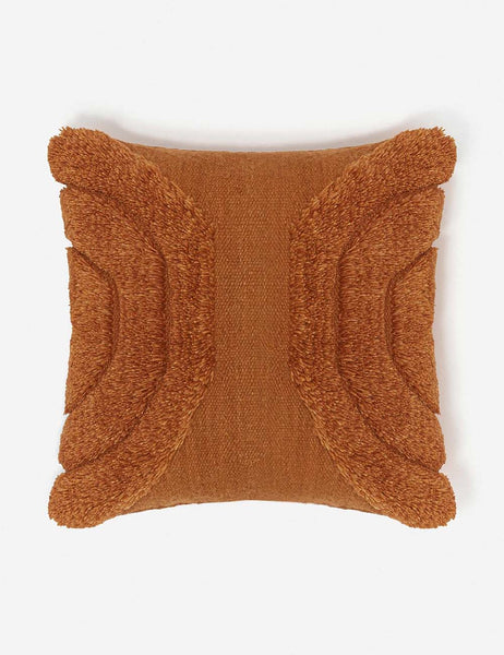 #color::rust #size::square | Arches rust orange high-low textured plush square pillow by Sarah Sherman Samuel